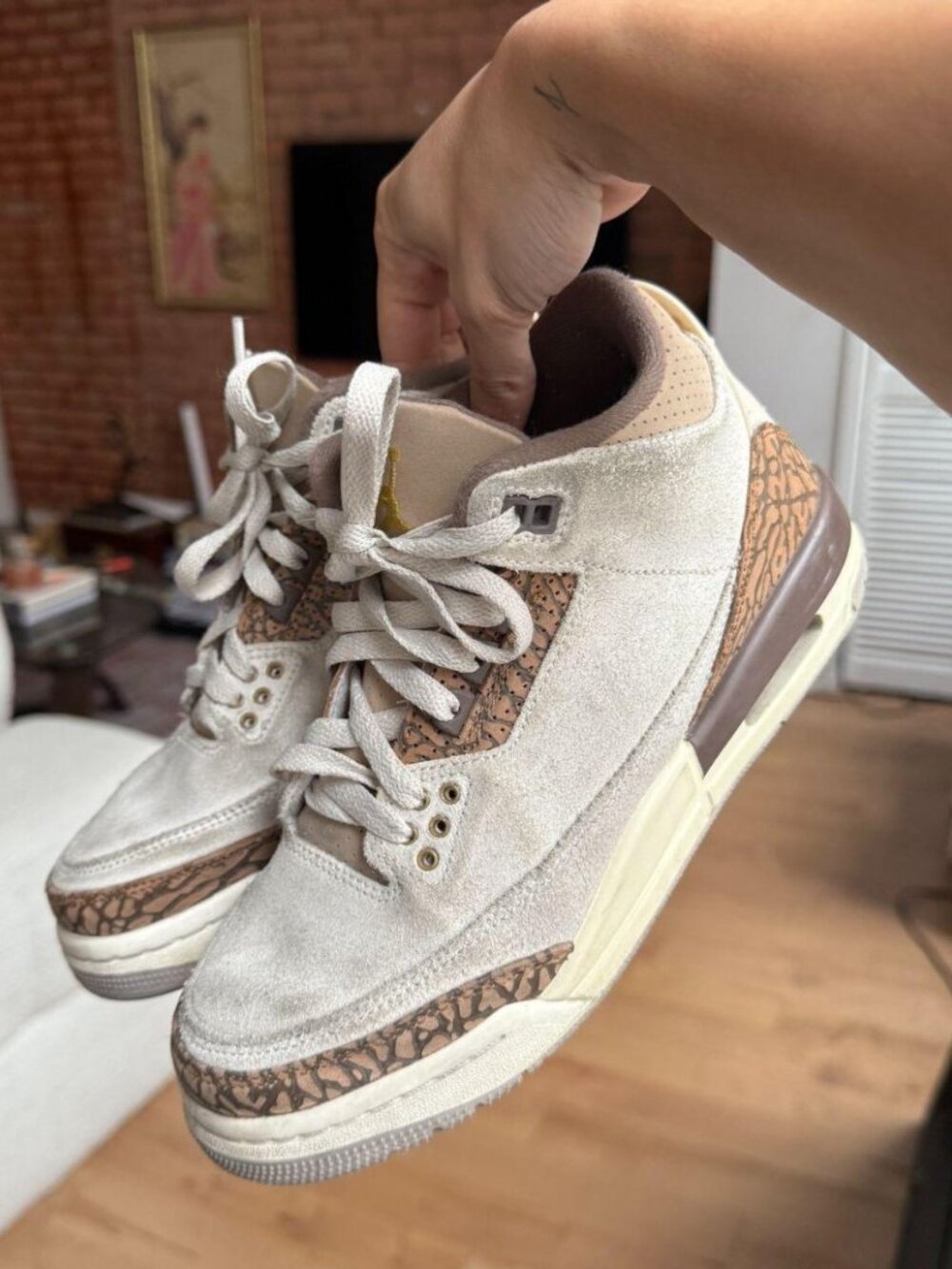 Air Jordan 3 Palomino Sneakers Suede Elephant Print Streetwear